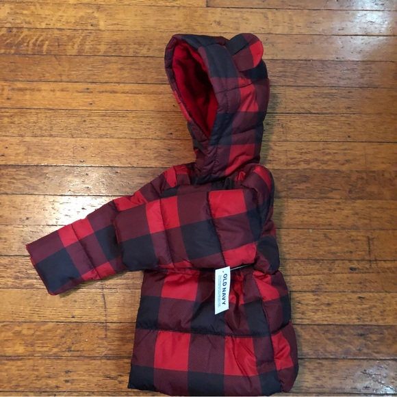 New Old Navy Frost Free, Red Buffalo Checker Quilted Puffer Jacket 12-18M - Picture 8 of 8